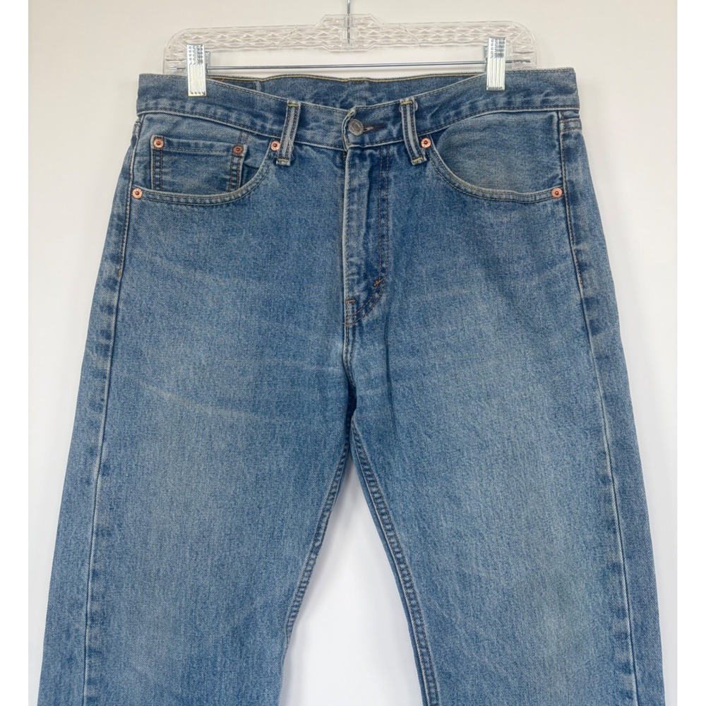 Levis 505 Regular Fit Mens 32x32 Blue Denim Straight Leg Jeans Medium Wash Zip